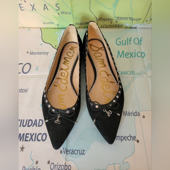 Sam Edelman Shoes - Sam Edelman Black Studded Suede Flats Size 9.6